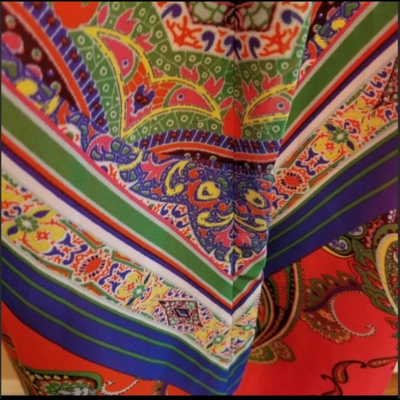 Red Bohemian Print Hankerchief Midi Dress - Picture 8 of 8